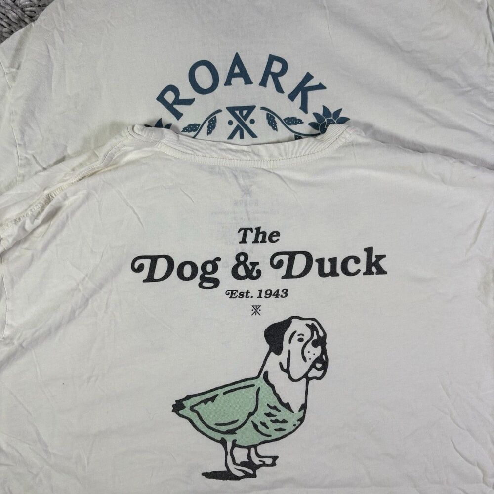Roark T-Shirt Lot of Two Mens XXL White Short Sleeve Graphic Print Dog Duck